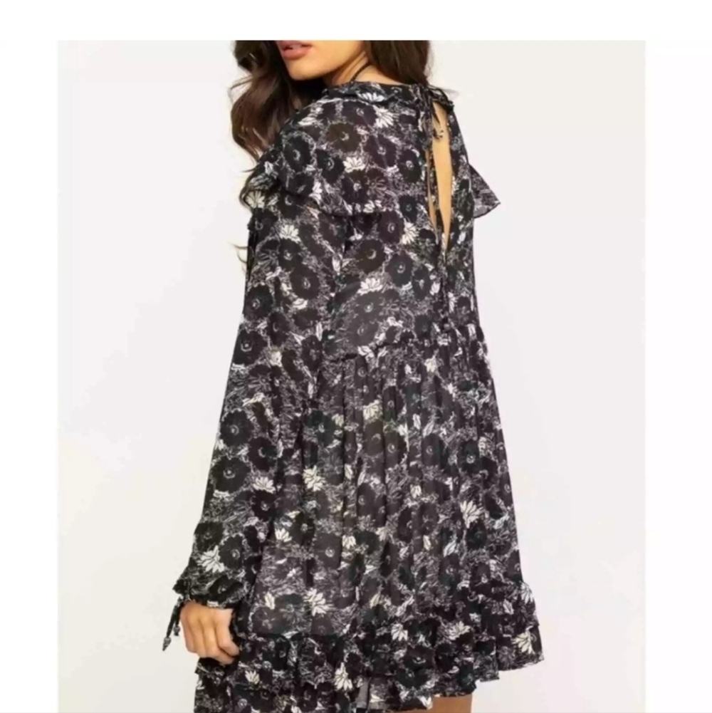 Free people floral print flare light weight mini dress fits M - Picture 3 of 15